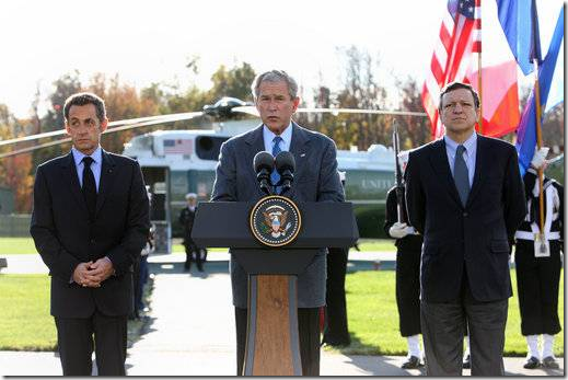 Bush-Sarkozy-Barrosso at Camp David